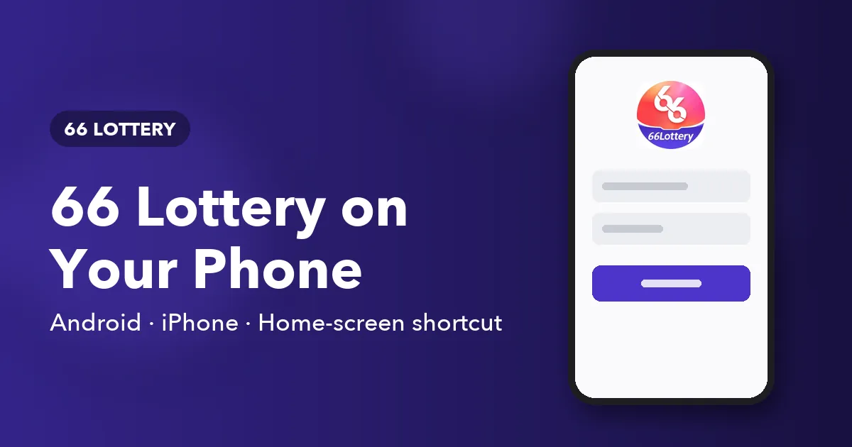 Banner for the 66 Lottery app download guide showing Android, iPhone and home-screen shortcut options