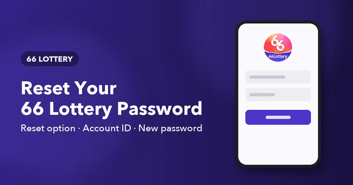 Banner for the 66 Lottery forgot password guide showing reset option, account ID and new password stages